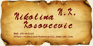 Nikolina Kosovčević vizit kartica